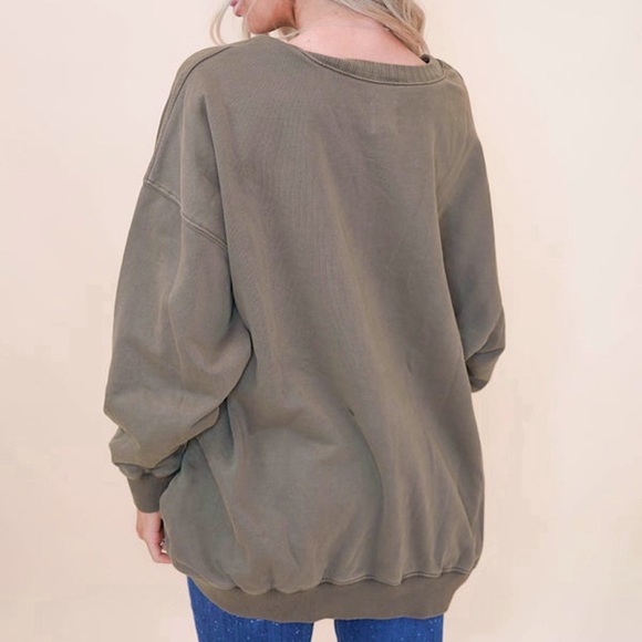 ☃️BOGO50%☃️🆕💜FANTASTIC FAWN: DUSTY LAVENDER Washed Sweater Kangaroo Pockets SM - Picture 7 of 8